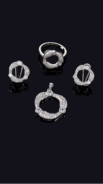 Picture of Independent Design Wedding Cubic Zirconia 3 Pieces Jewelry Sets