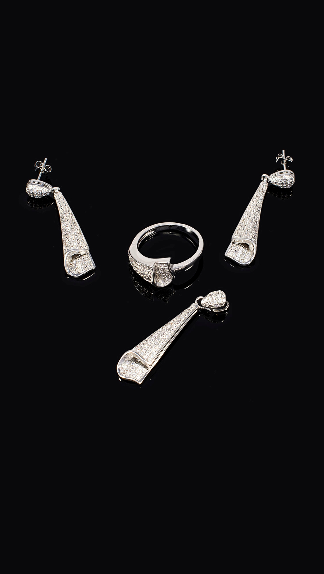 Modern Platinum Plated Brass 3 Pieces Jewelry Sets