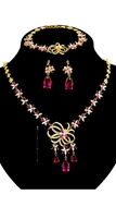 Picture of Fashion Design Red Cubic Zirconia 3 Pieces Jewelry Sets