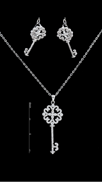 Picture of Odm Platinum Plated Cubic Zirconia 2 Pieces Jewelry Sets