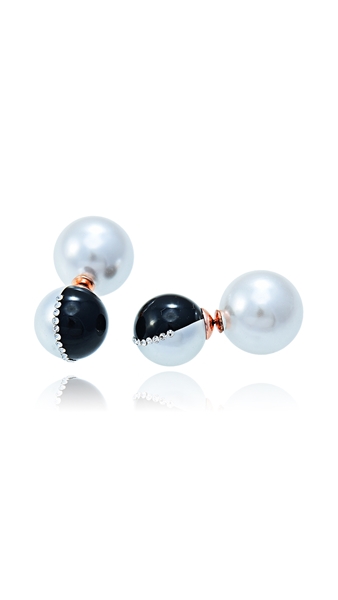 Picture of Superb Quality Venetian Pearl Rose Gold Plated Stud 