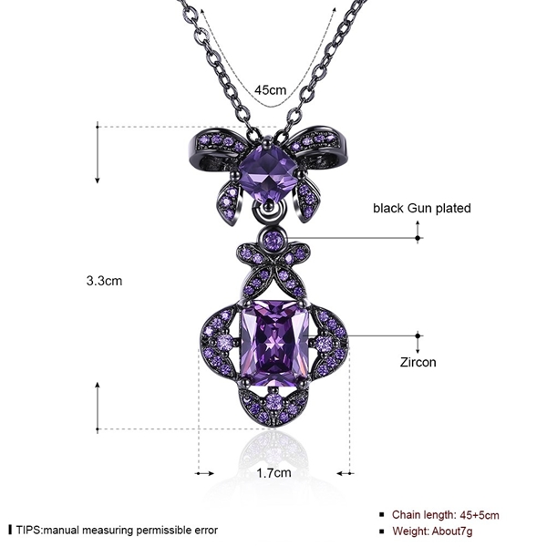 Picture of Long-Term Supplier Gunmetel Plated Purple Necklaces & Pendants