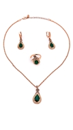Picture of Three-Dimensional Rose Gold Plated Glass 3 Pieces Jewelry Sets