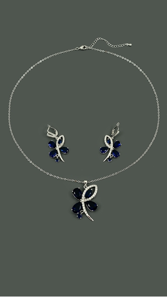 Picture of New Design Platinum Plated Dark Blue 2 Pieces Jewelry Sets