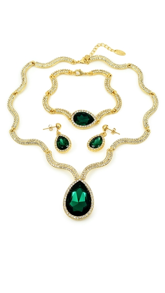 Picture of Low Price Crystal Green 3 Pieces Jewelry Sets
