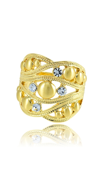 Picture of Well Produced Rhinestone Gold Plated Fashion Rings