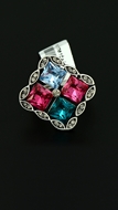 Picture of Fashionable And Modern Colourful Platinum Plated Rings