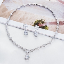 Show details for Cubic Zirconia Copper Brass Necklace And Earring Sets 1JJ050890S