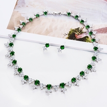 Show details for Copper Brass Cubic Zirconia Necklace And Earring Sets 1JJ050951S