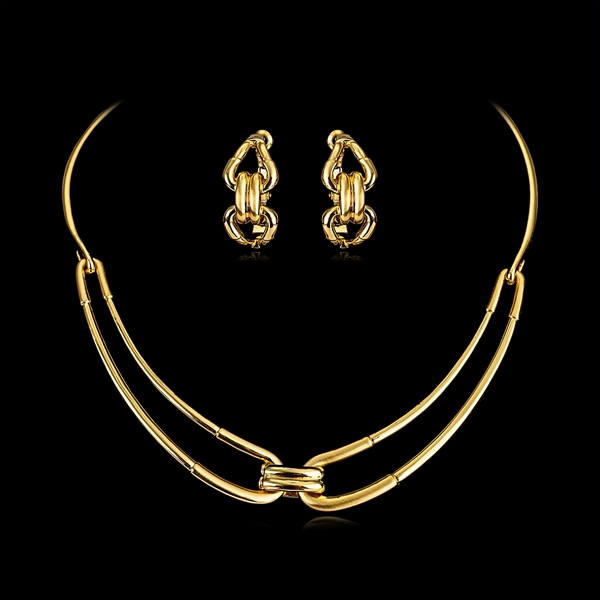 Picture of Attractive Gold Plated Medium Necklace and Earring Set For Your Occasions