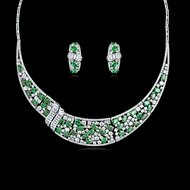 Picture of Featured Green Big Necklace and Earring Set with Full Guarantee