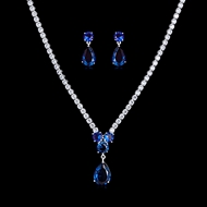Picture of Copper or Brass Cubic Zirconia Necklace and Earring Set from Certified Factory