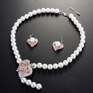 Picture of Filigree Big Artificial Pearl Necklace and Earring Set