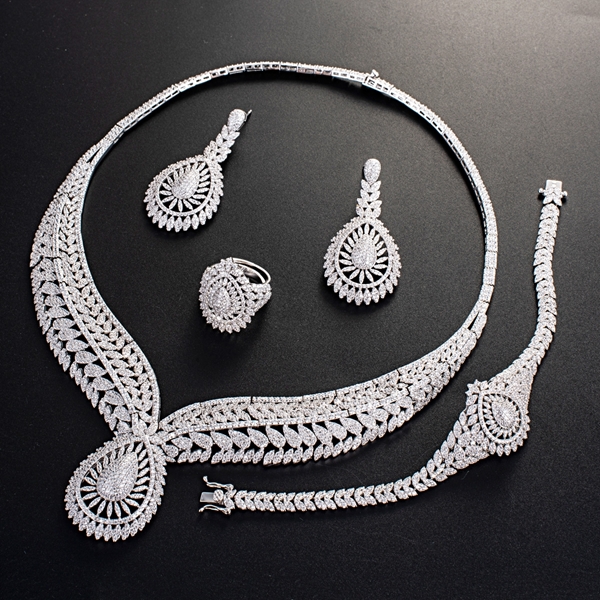 Picture of Nickel Free Platinum Plated Big 4 Piece Jewelry Set with No-Risk Refund