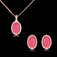 Picture of Good Quality Opal Rose Gold Plated Necklace and Earring Set