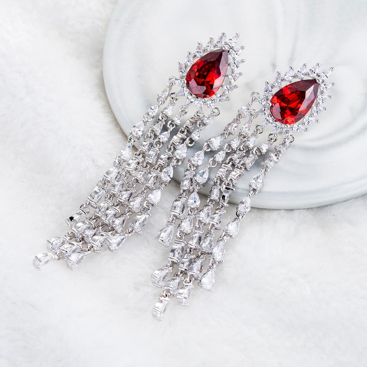 Nice Cubic Zirconia Big Dangle Earrings