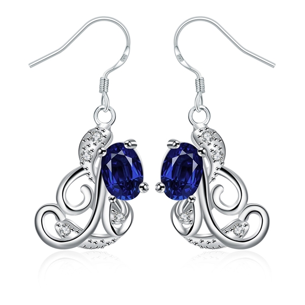 Picture of Brand New Blue Cubic Zirconia Drop & Dangle Earrings with Full Guarantee