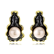 Picture of Nice Artificial Pearl Gunmetal Plated Stud Earrings
