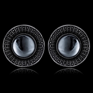 Picture of Nickel Free Gunmetal Plated Black Stud Earrings with No-Risk Refund