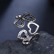 Picture of Great Cubic Zirconia Love & Heart Adjustable Ring