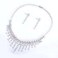 Picture of New Cubic Zirconia Platinum Plated Necklace and Earring Set