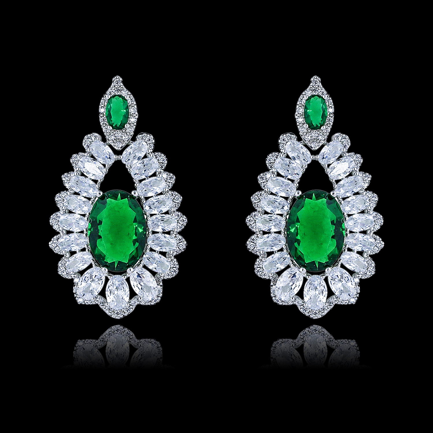 Good Quality Cubic Zirconia Platinum Plated Dangle Earrings