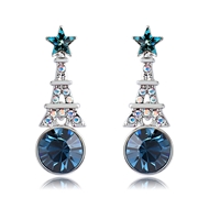 Picture of Brand New Blue Swarovski Element Dangle Earrings with SGS/ISO Certification