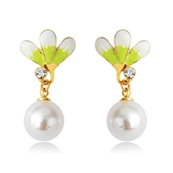 Picture of Stylish Flower Artificial Pearl Dangle Earrings