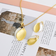 Show details for Trendy Gold Plated Zinc Alloy Necklace and Earring Set with No-Risk Refund