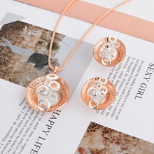 Show details for Trendy Rose Gold Plated Dubai Necklace and Earring Set with No-Risk Refund