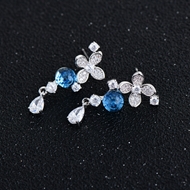 Picture of Charming Blue Small Dangle Earrings of Original Design