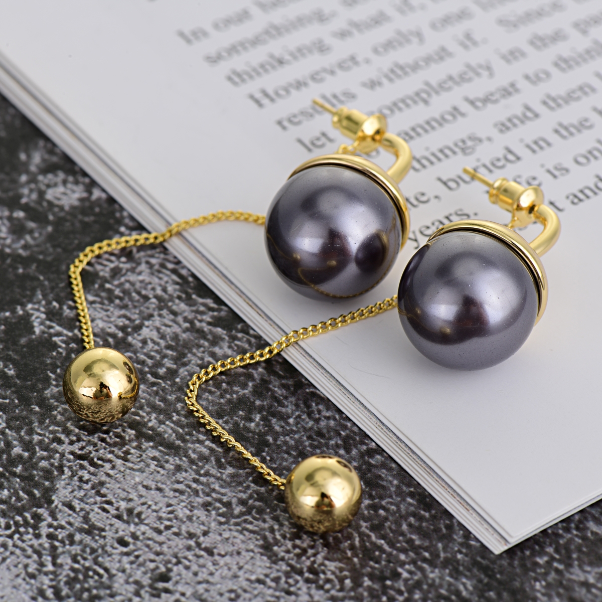 Nice Artificial Pearl Black Dangle Earrings