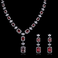 Picture of Good Cubic Zirconia Copper or Brass Necklace and Earring Set