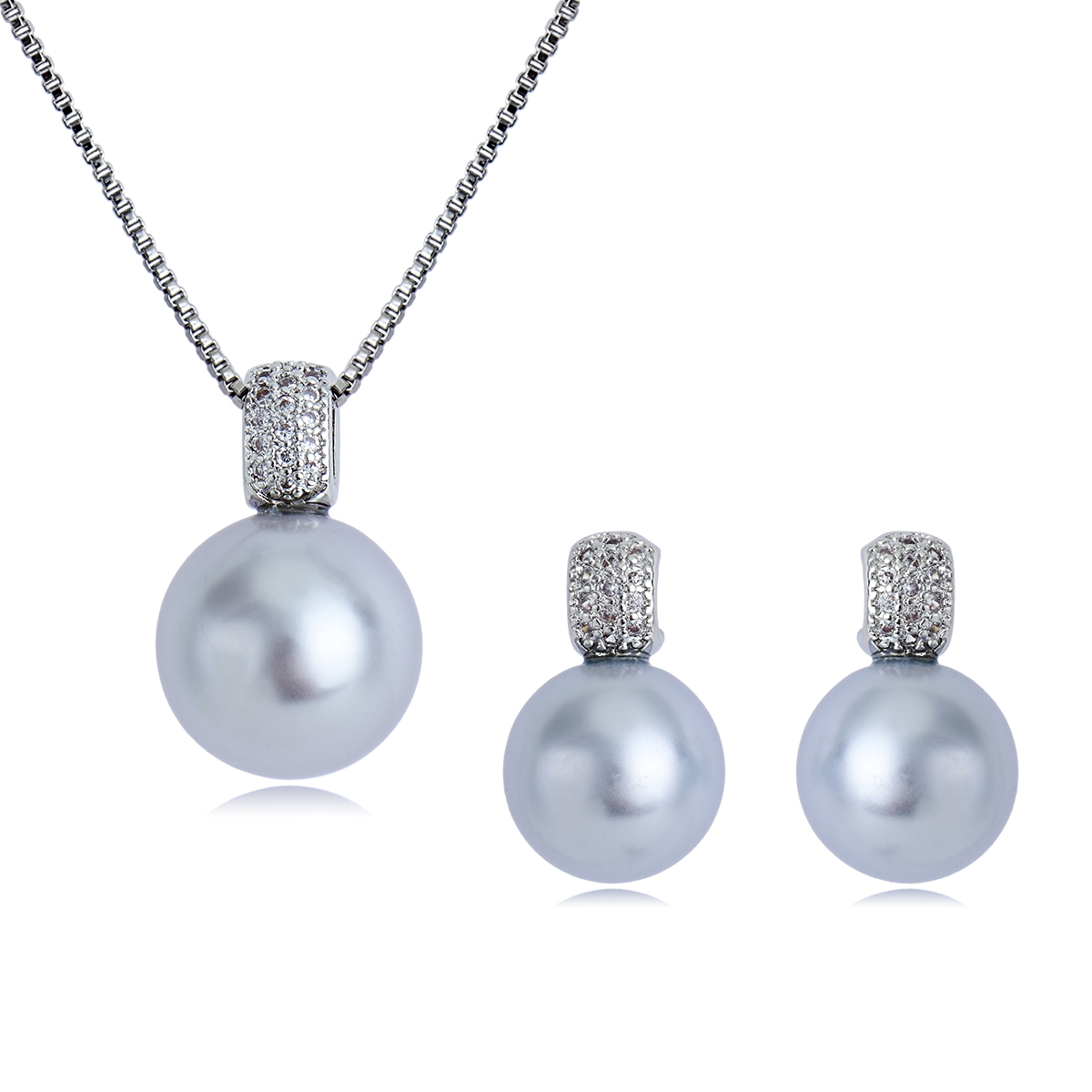 Zinc Alloy Artificial Pearl Necklace and Earring Set from Certified Factory