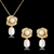 Picture of Fancy Flower Gold Plated Necklace and Earring Set