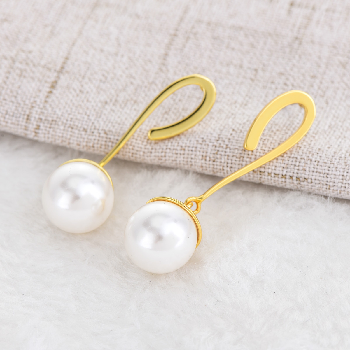 Unique Artificial Pearl Gold Plated Dangle Earrings