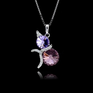 Picture of Nickel Free Purple Platinum Plated Pendant Necklace with Easy Return