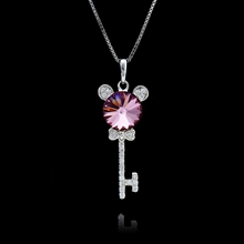 Show details for Designer Platinum Plated Key Pendant Necklace with No-Risk Return