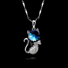 Show details for 925 Sterling Silver Blue Pendant Necklace Factory Supply