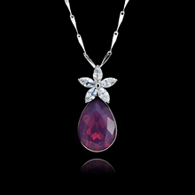 Show details for Hypoallergenic Purple Platinum Plated Pendant Necklace As a Gift