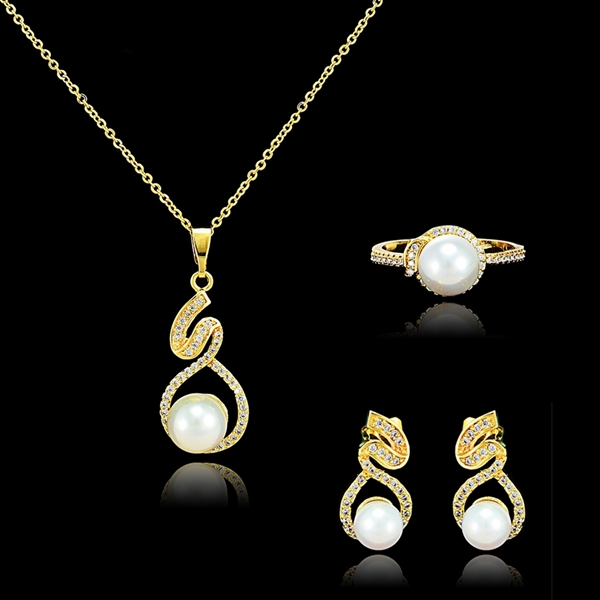 Picture of Magnificent Brass Cubic Zirconia 3 Pieces Jewelry Sets