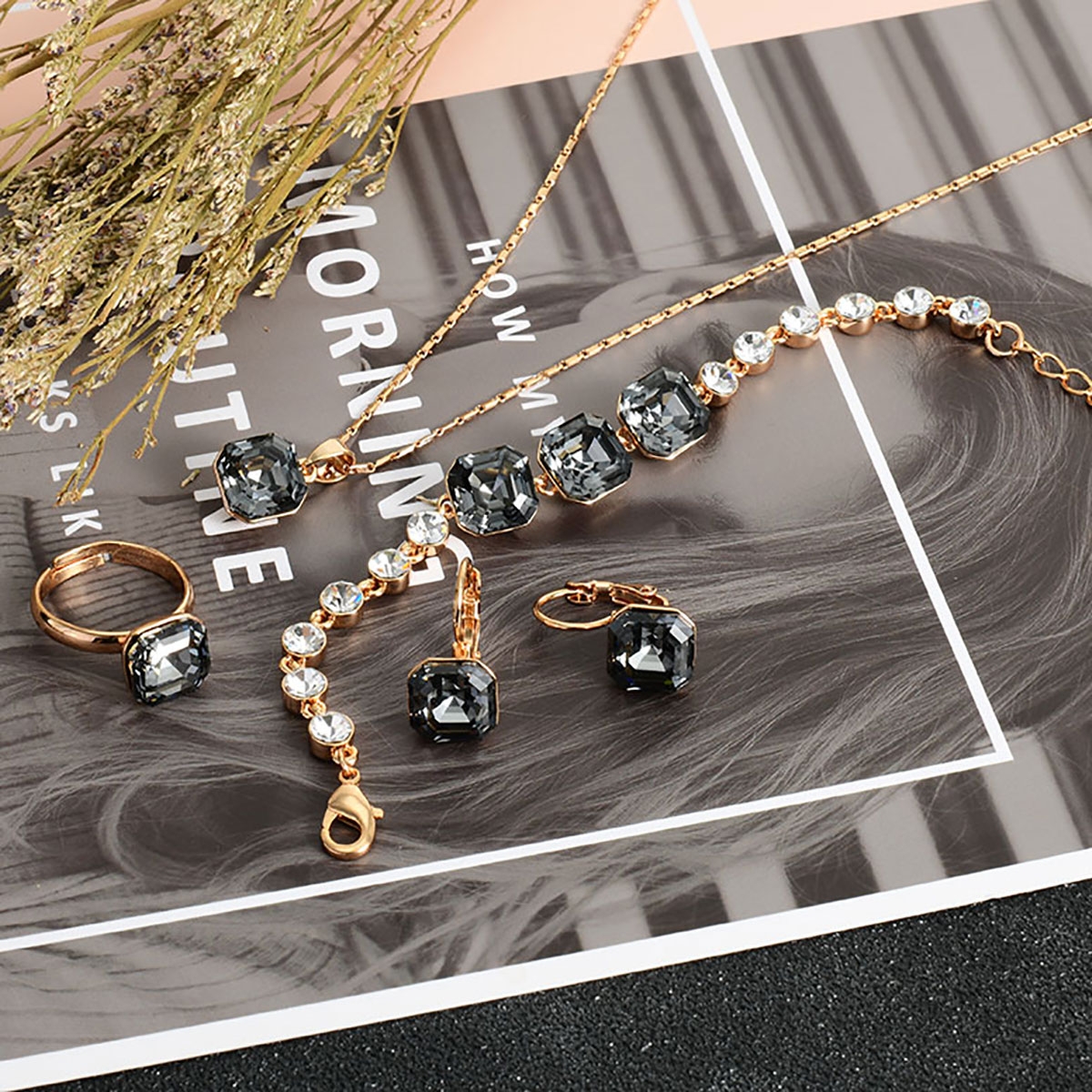 Zinc Alloy Swarovski Element 4 Piece Jewelry Set at
