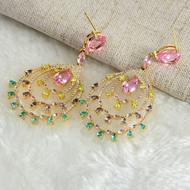 Show details for Hypoallergenic Gold Plated Cubic Zirconia Dangle Earrings with Easy Return Show details for Hypoallergenic Gold Plated Cubic Zirconia Dangle Earrings with Easy Return