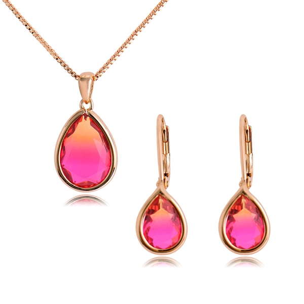 Picture of Reasonably Priced Rose Gold Plated Red Necklace and Earring Set from Reliable Manufacturer
