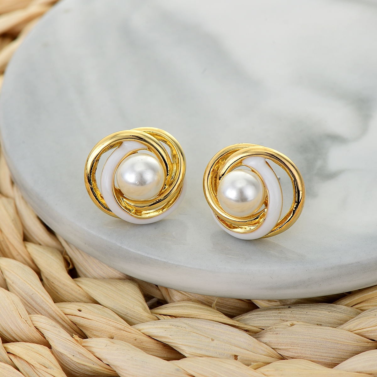 Featured White Classic Stud Earrings with Full Guarantee