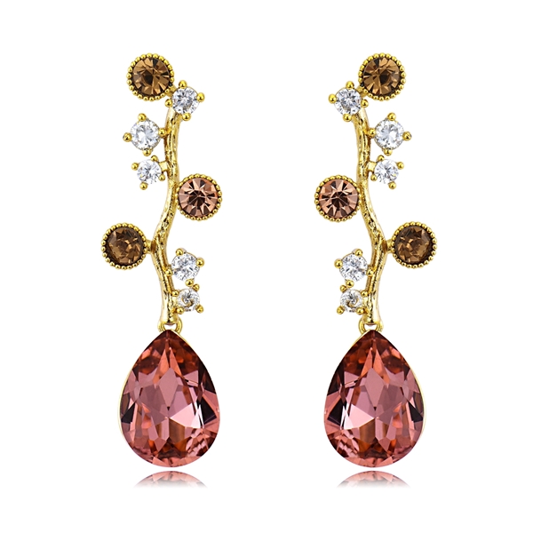Picture of Pretty Artificial Crystal Pink Dangle Earrings