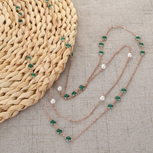 Show details for New Season Green Artificial Pearl Long Chain Necklace Factory Direct