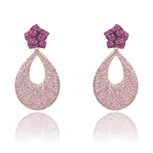 Show details for Copper or Brass Pink Dangle Earrings from Certified Factory