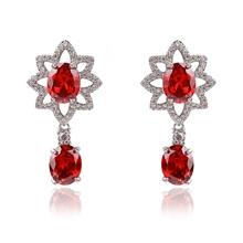 Show details for Unique Cubic Zirconia Red Dangle Earrings