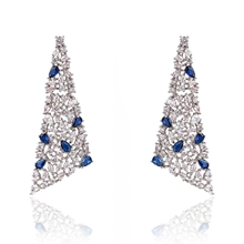 Show details for Great Value Blue Platinum Plated Dangle Earrings with Full Guarantee